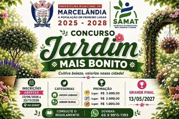 Marcelândia abre inscrições para o concurso Jardim Mais Bonito